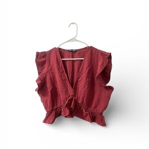 Fancyinn Burgundy Ruffle Blouse XL